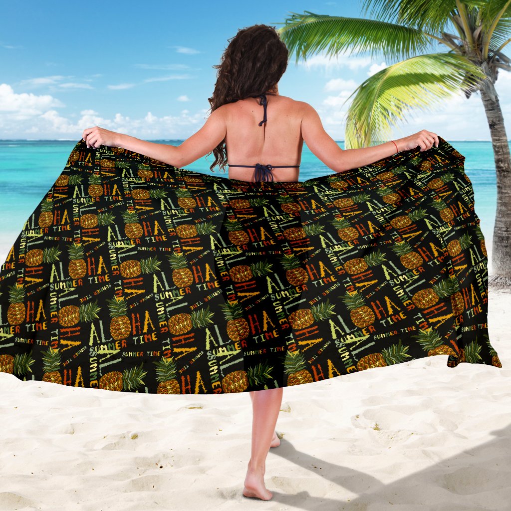 Aloha Hawaii Time Design Themed Print Sarong Pareo Wrap