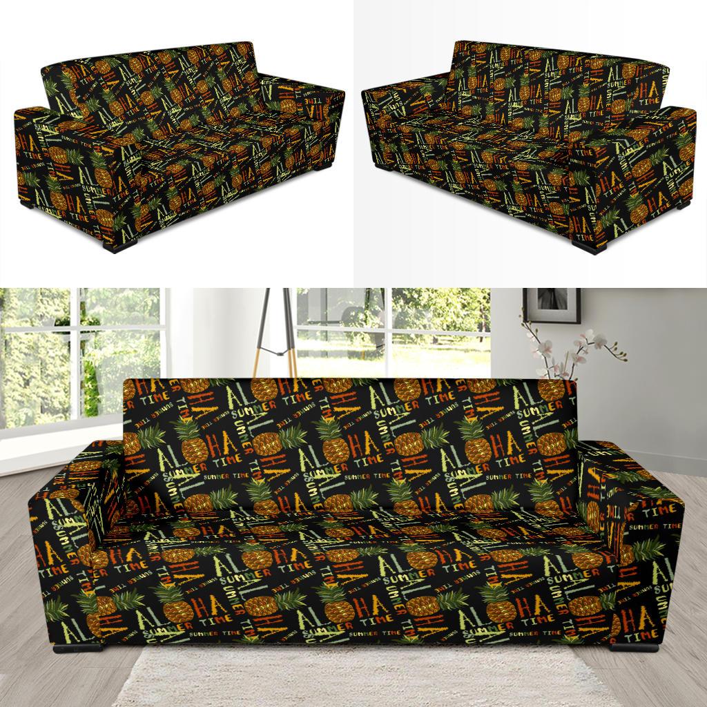 Aloha Hawaii Time Design Themed Print Sofa Slipcover-JTAMIGO.COM