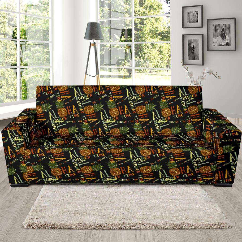Aloha Hawaii Time Design Themed Print Sofa Slipcover-JTAMIGO.COM