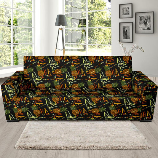 Aloha Hawaii Time Design Themed Print Sofa Slipcover-JTAMIGO.COM