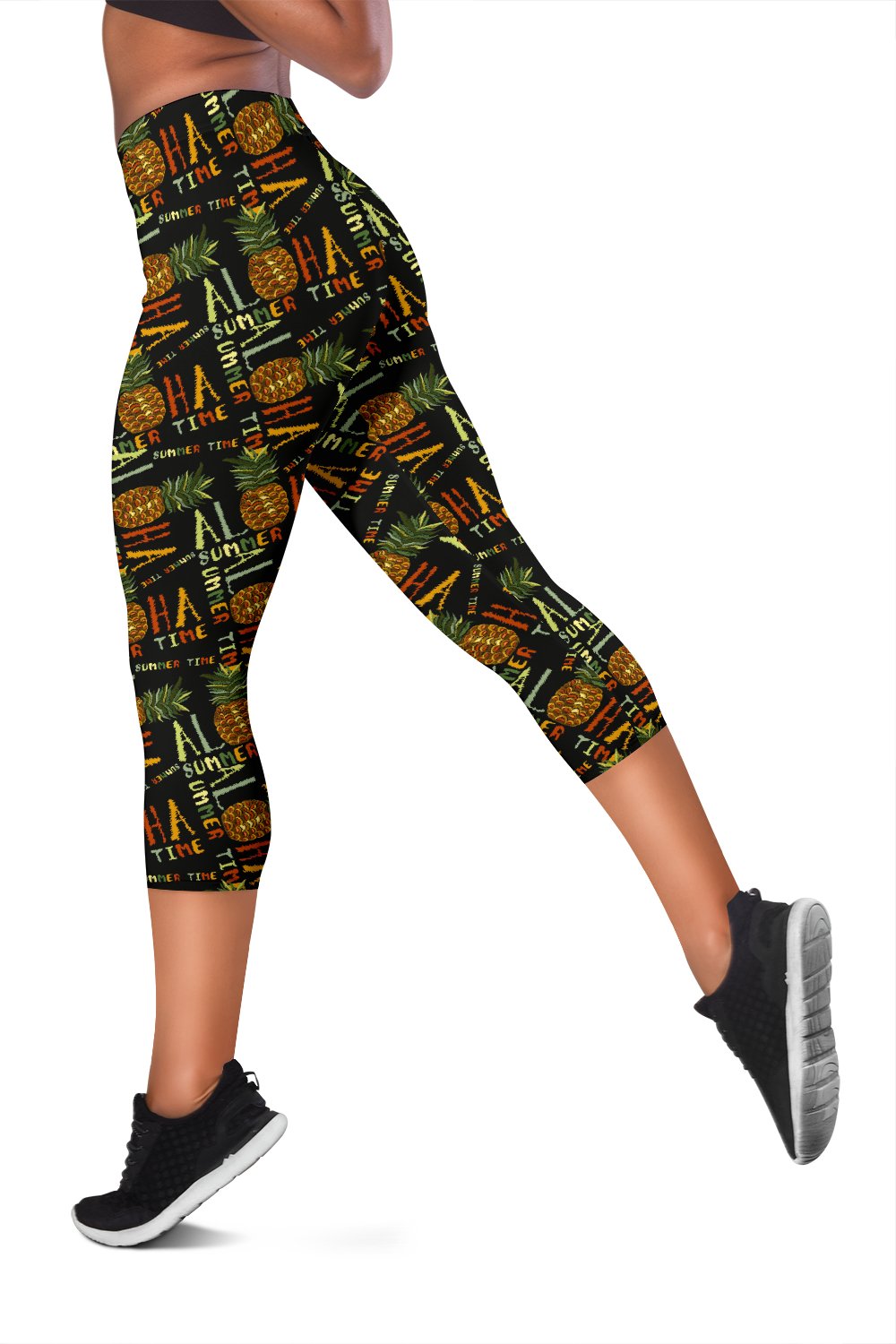 Aloha Hawaii Time Design Themed Print Women Capris