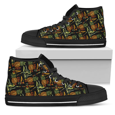 Aloha Hawaii Time Design Themed Print Women High Top Shoes