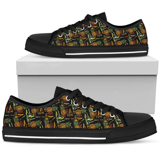 Aloha Hawaii Time Design Themed Print Women Low Top Shoes