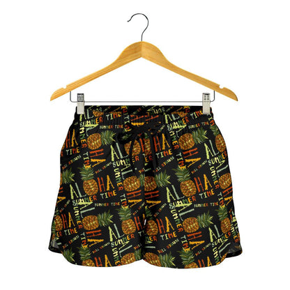 Aloha Hawaii Time Design Themed Print Women Shorts-JTAMIGO.COM