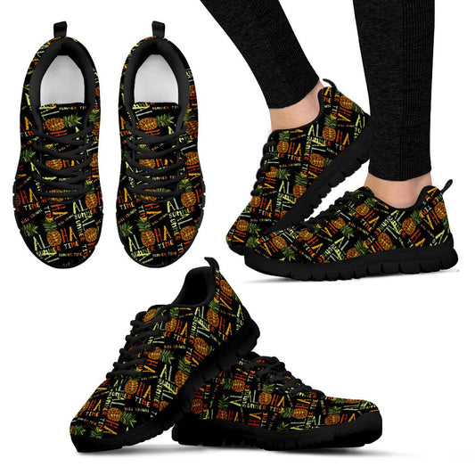 Aloha Hawaii Time Design Themed Print Women Sneakers Shoes