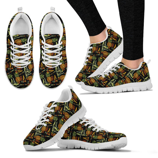 Aloha Hawaii Time Design Themed Print Women Sneakers Shoes