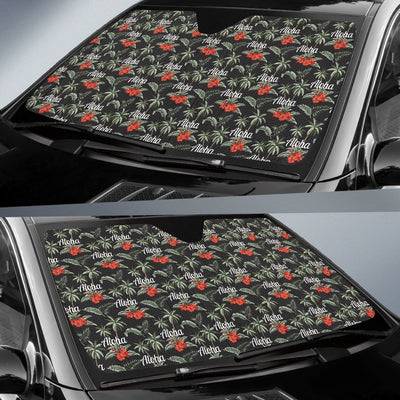 Aloha Palm Tree Design Themed Print Car Sun Shade For Windshield