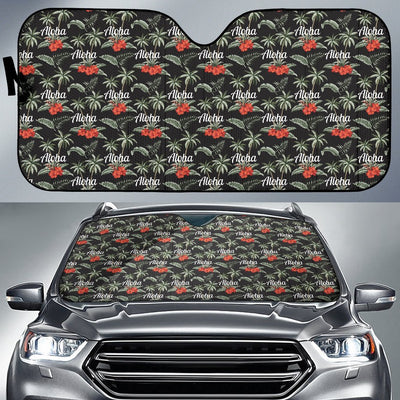 Aloha Palm Tree Design Themed Print Car Sun Shade For Windshield