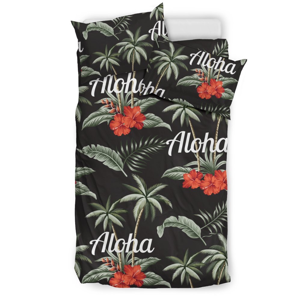 Aloha Palm Tree Design Themed Print Duvet Cover Bedding Set