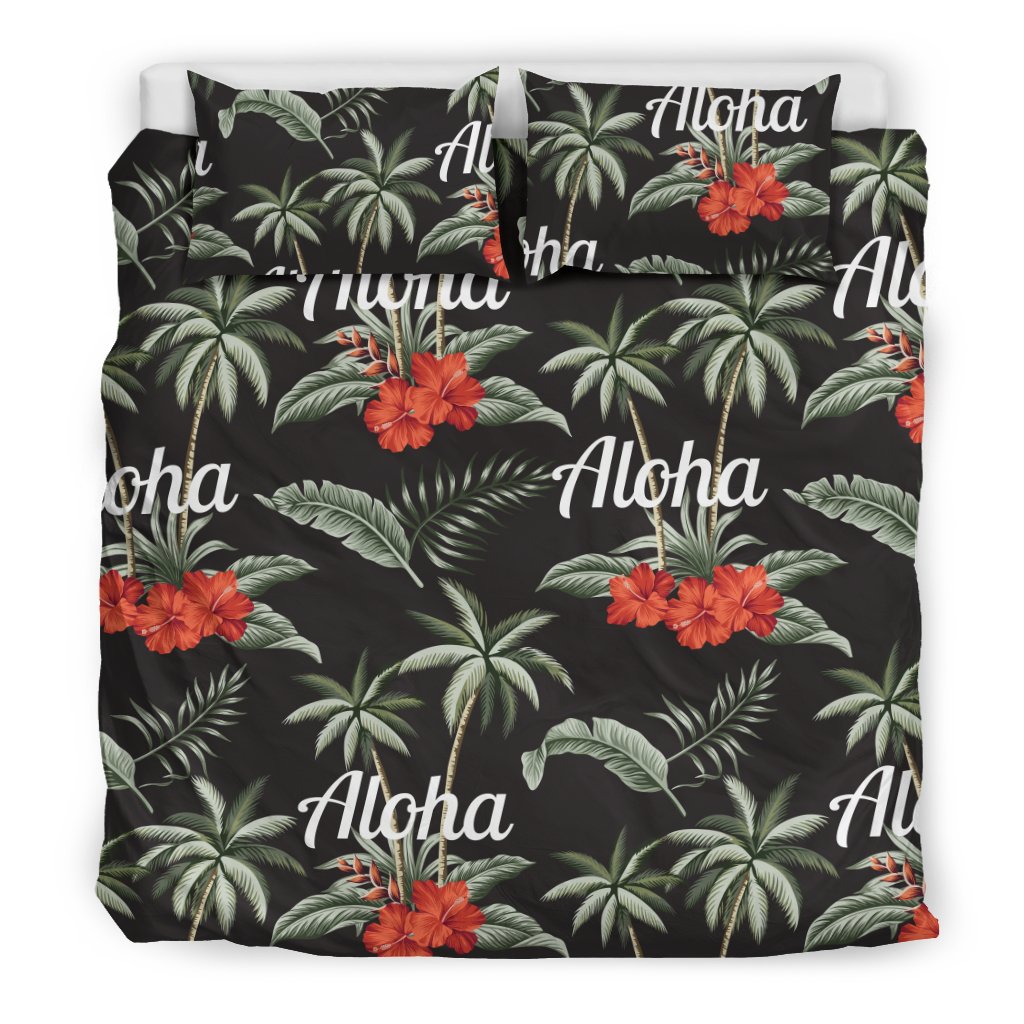 Aloha Palm Tree Design Themed Print Duvet Cover Bedding Set