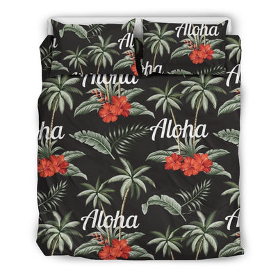Aloha Palm Tree Design Themed Print Duvet Cover Bedding Set