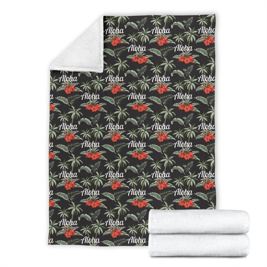 Aloha Palm Tree Design Themed Print Fleece Blanket
