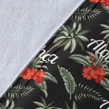 Aloha Palm Tree Design Themed Print Fleece Blanket