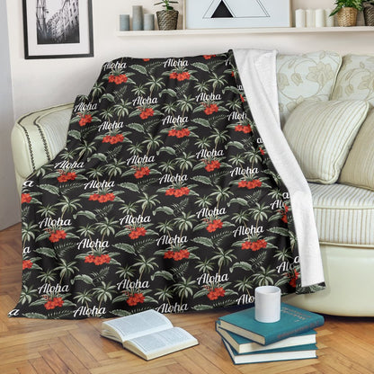 Aloha Palm Tree Design Themed Print Fleece Blanket