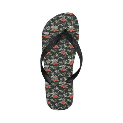 Aloha Palm Tree Design Themed Print Flip Flops-JTAMIGO.COM