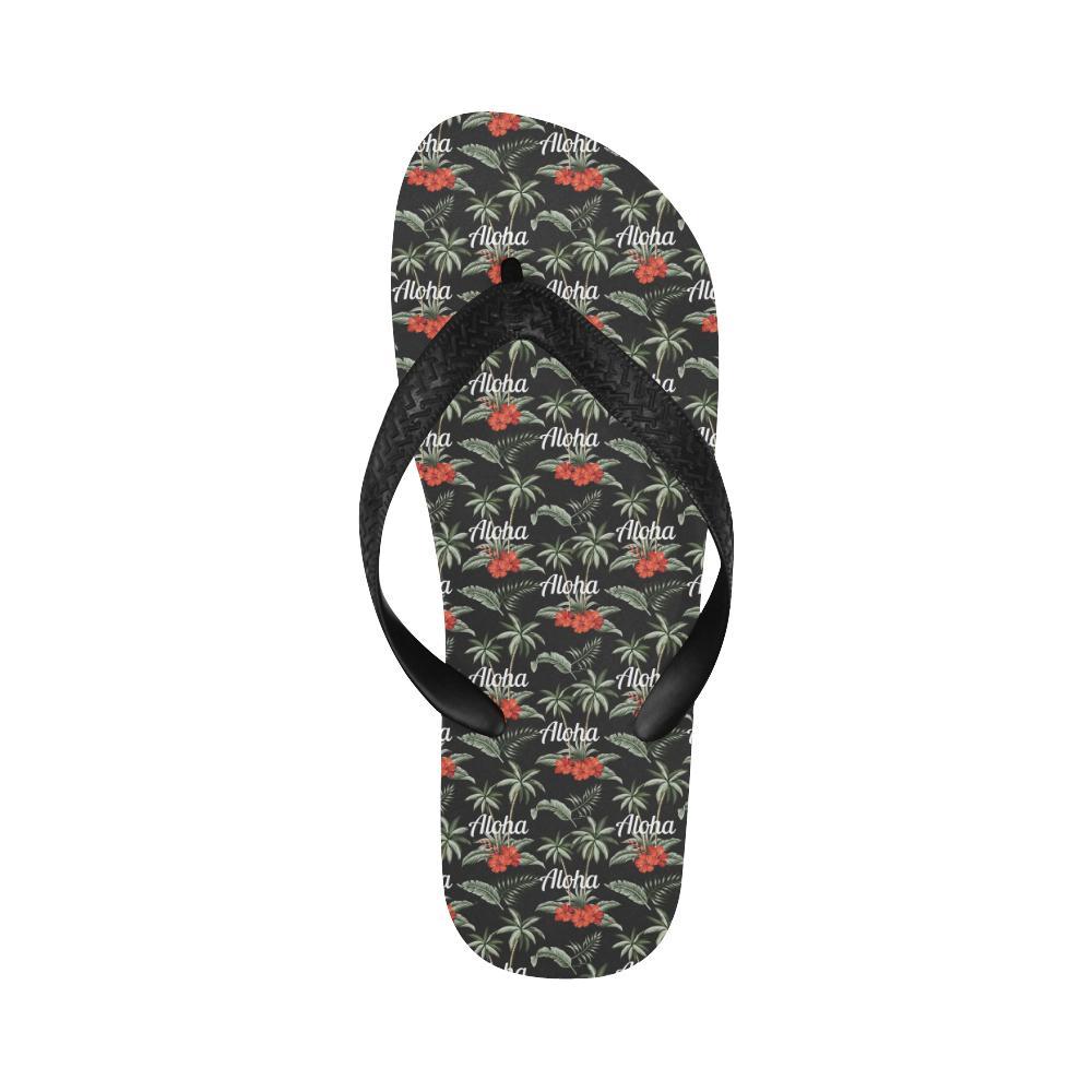 Aloha Palm Tree Design Themed Print Flip Flops-JTAMIGO.COM