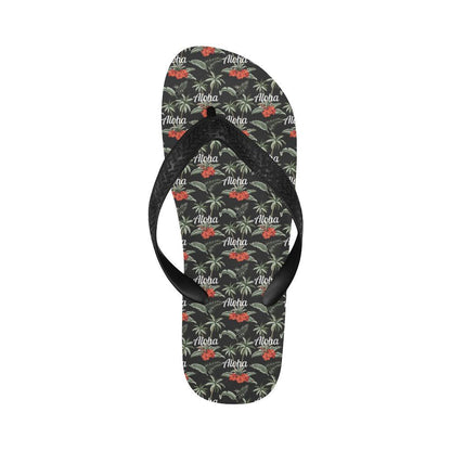 Aloha Palm Tree Design Themed Print Flip Flops-JTAMIGO.COM