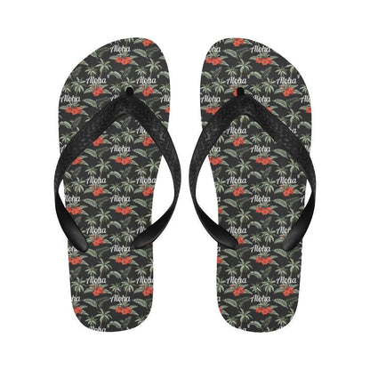 Aloha Palm Tree Design Themed Print Flip Flops-JTAMIGO.COM