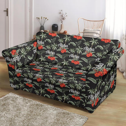Aloha Palm Tree Design Themed Print Loveseat Slipcover-JTAMIGO.COM