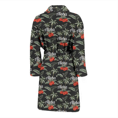 Aloha Palm Tree Design Themed Print Men Bath Robe-JTAMIGO.COM