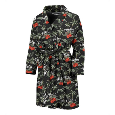 Aloha Palm Tree Design Themed Print Men Bath Robe-JTAMIGO.COM