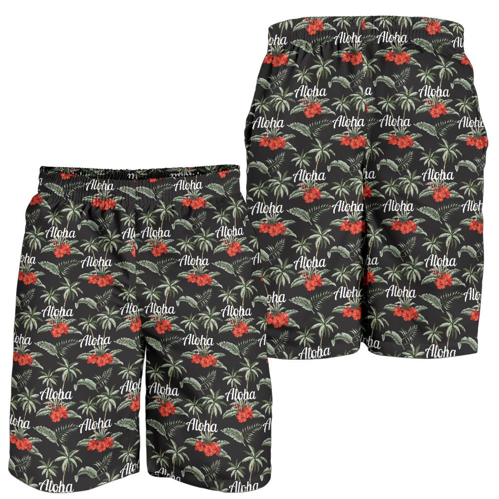 Aloha Palm Tree Design Themed Print Mens Shorts-JTAMIGO.COM