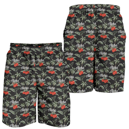 Aloha Palm Tree Design Themed Print Mens Shorts-JTAMIGO.COM