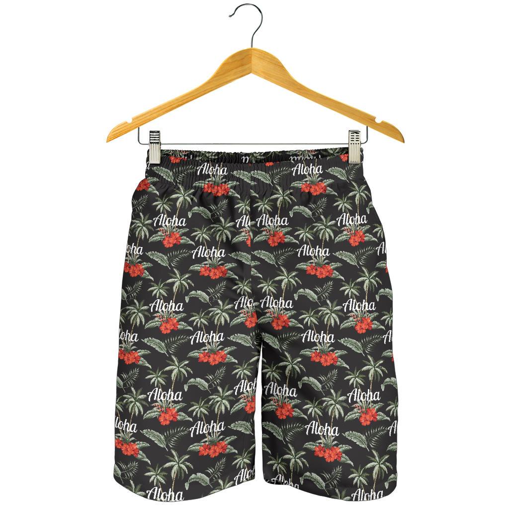 Aloha Palm Tree Design Themed Print Mens Shorts-JTAMIGO.COM