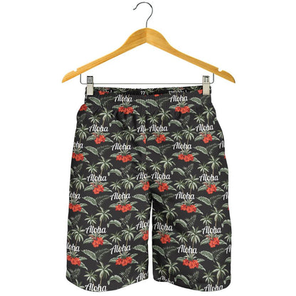 Aloha Palm Tree Design Themed Print Mens Shorts-JTAMIGO.COM