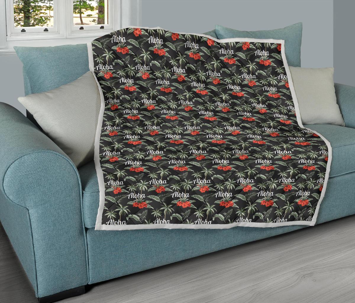 Aloha Palm Tree Design Themed Print Premium Quilt-JTAMIGO.COM