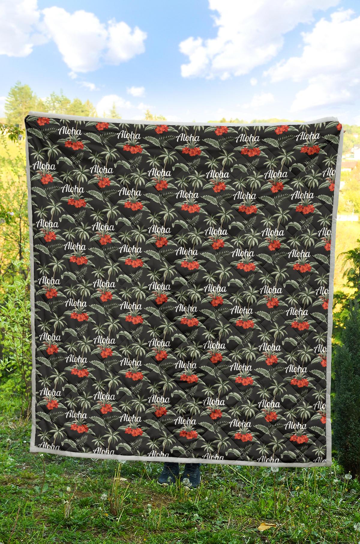Aloha Palm Tree Design Themed Print Premium Quilt-JTAMIGO.COM