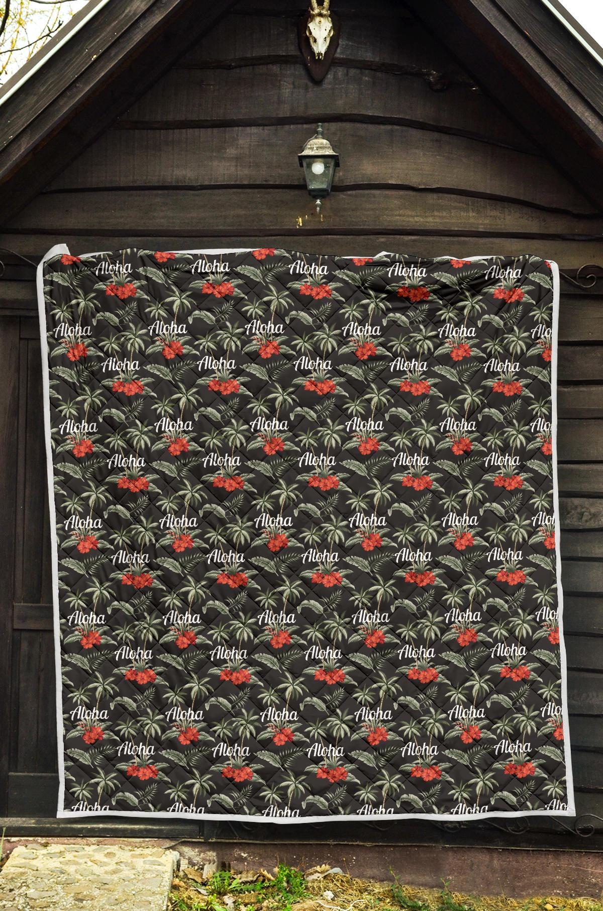 Aloha Palm Tree Design Themed Print Premium Quilt-JTAMIGO.COM