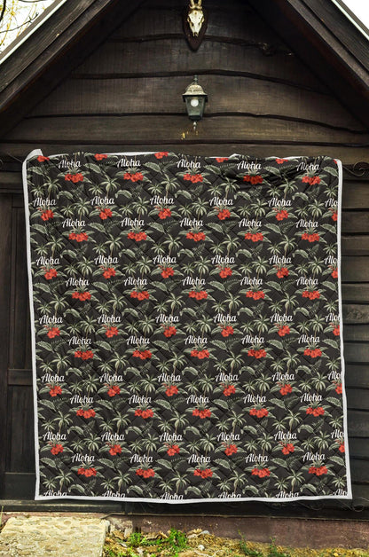 Aloha Palm Tree Design Themed Print Premium Quilt-JTAMIGO.COM