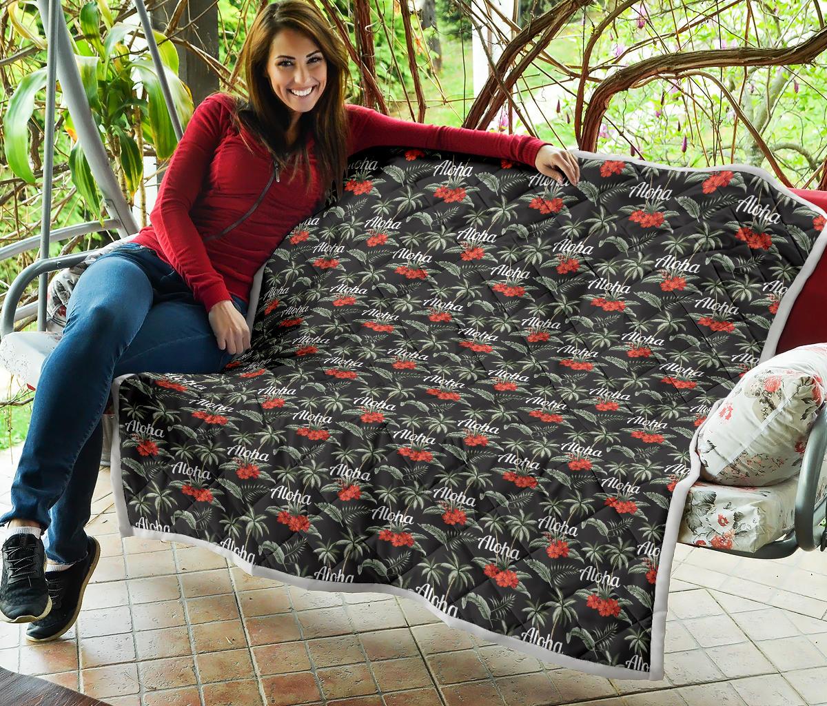 Aloha Palm Tree Design Themed Print Premium Quilt-JTAMIGO.COM