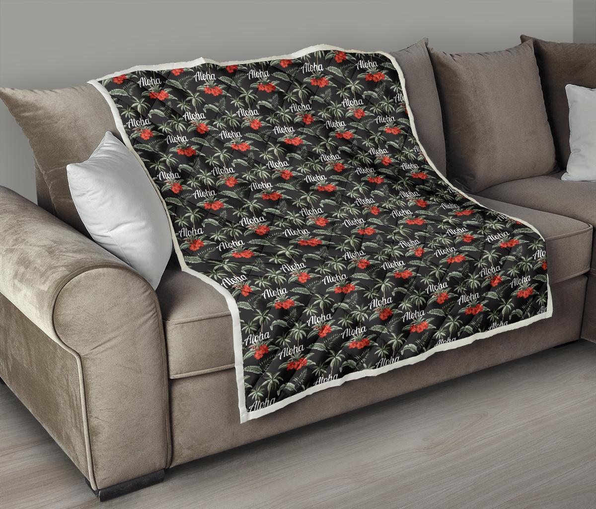Aloha Palm Tree Design Themed Print Premium Quilt-JTAMIGO.COM