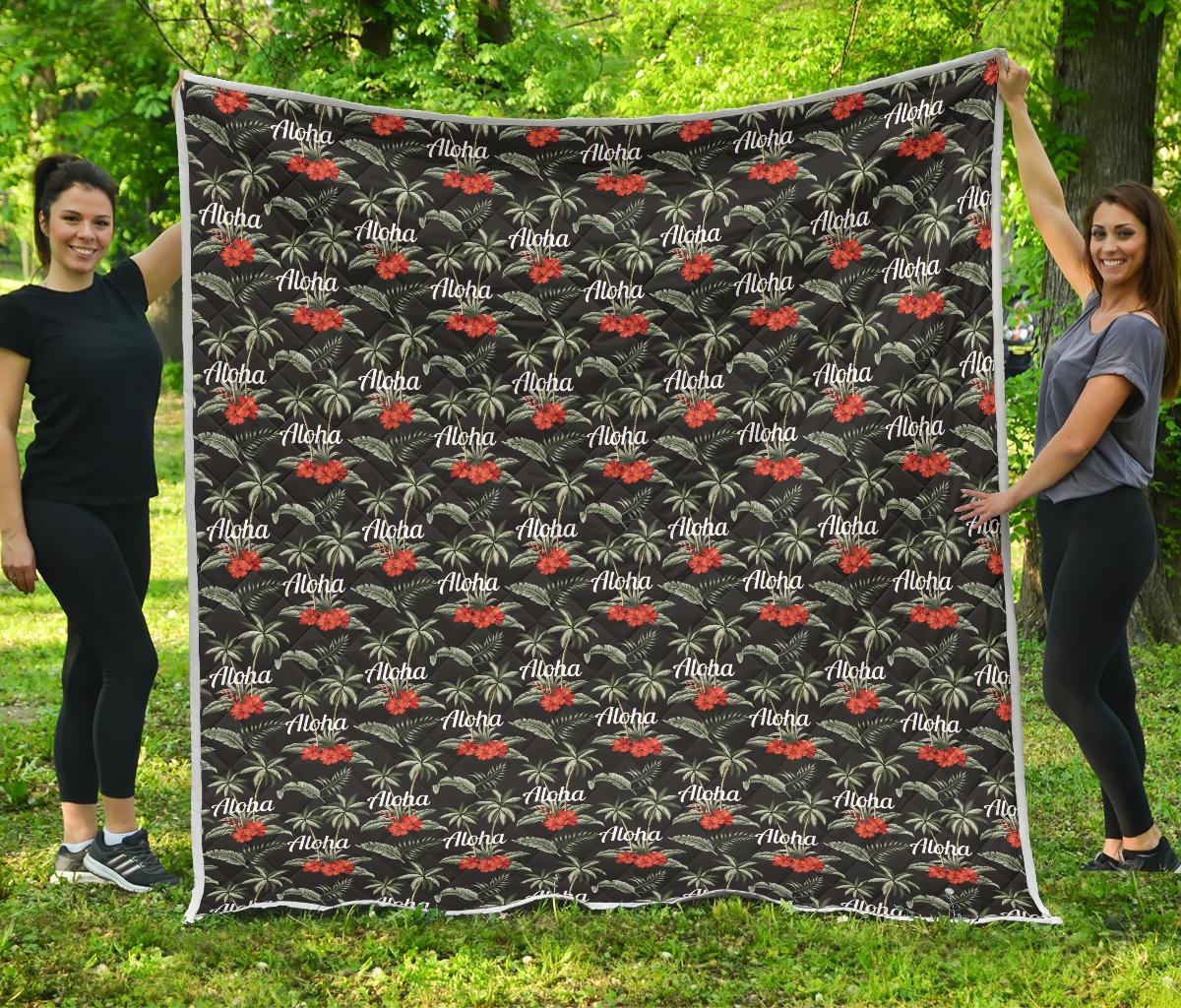 Aloha Palm Tree Design Themed Print Premium Quilt-JTAMIGO.COM