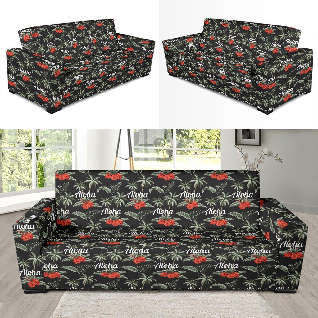 Aloha Palm Tree Design Themed Print Sofa Slipcover-JTAMIGO.COM