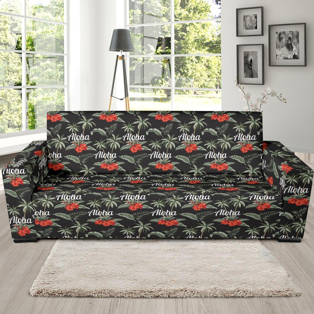 Aloha Palm Tree Design Themed Print Sofa Slipcover-JTAMIGO.COM