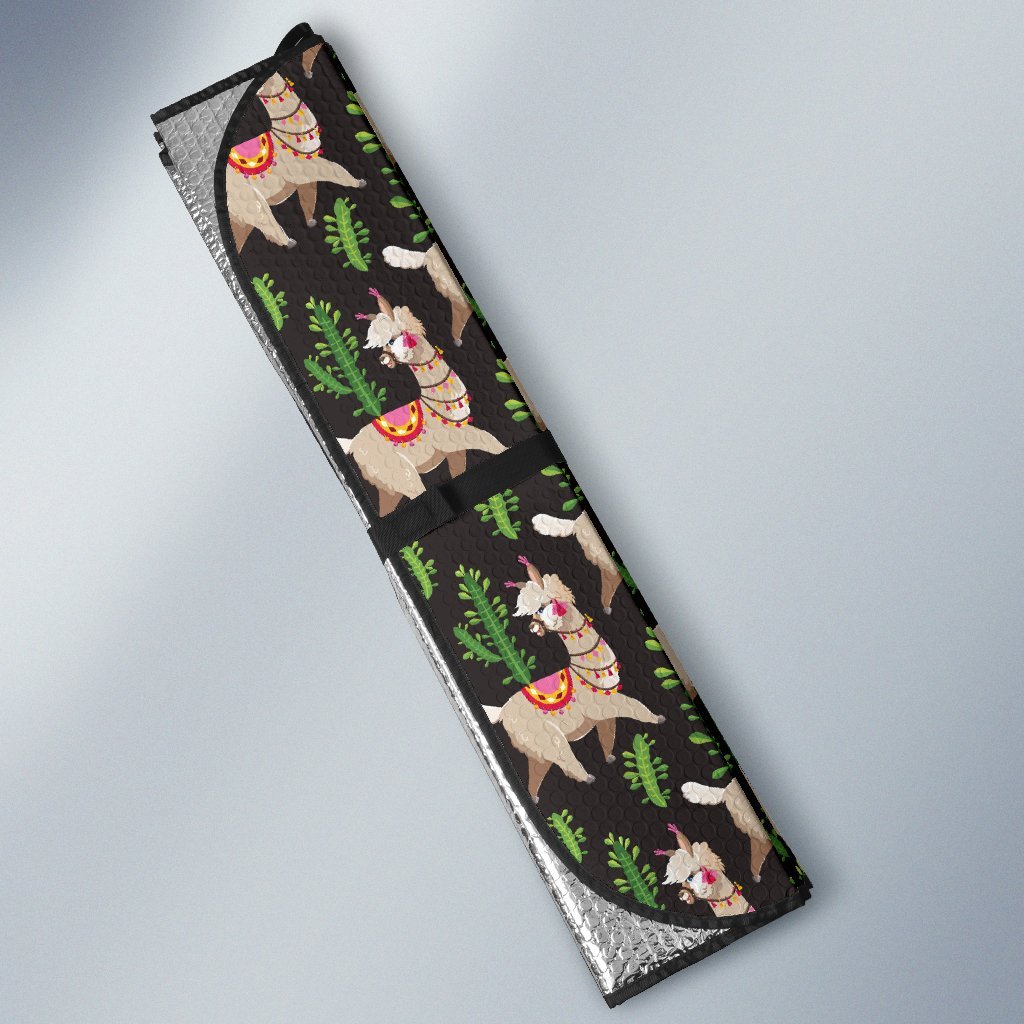 Alpaca Cactus Design Themed Print Car Sun Shade For Windshield