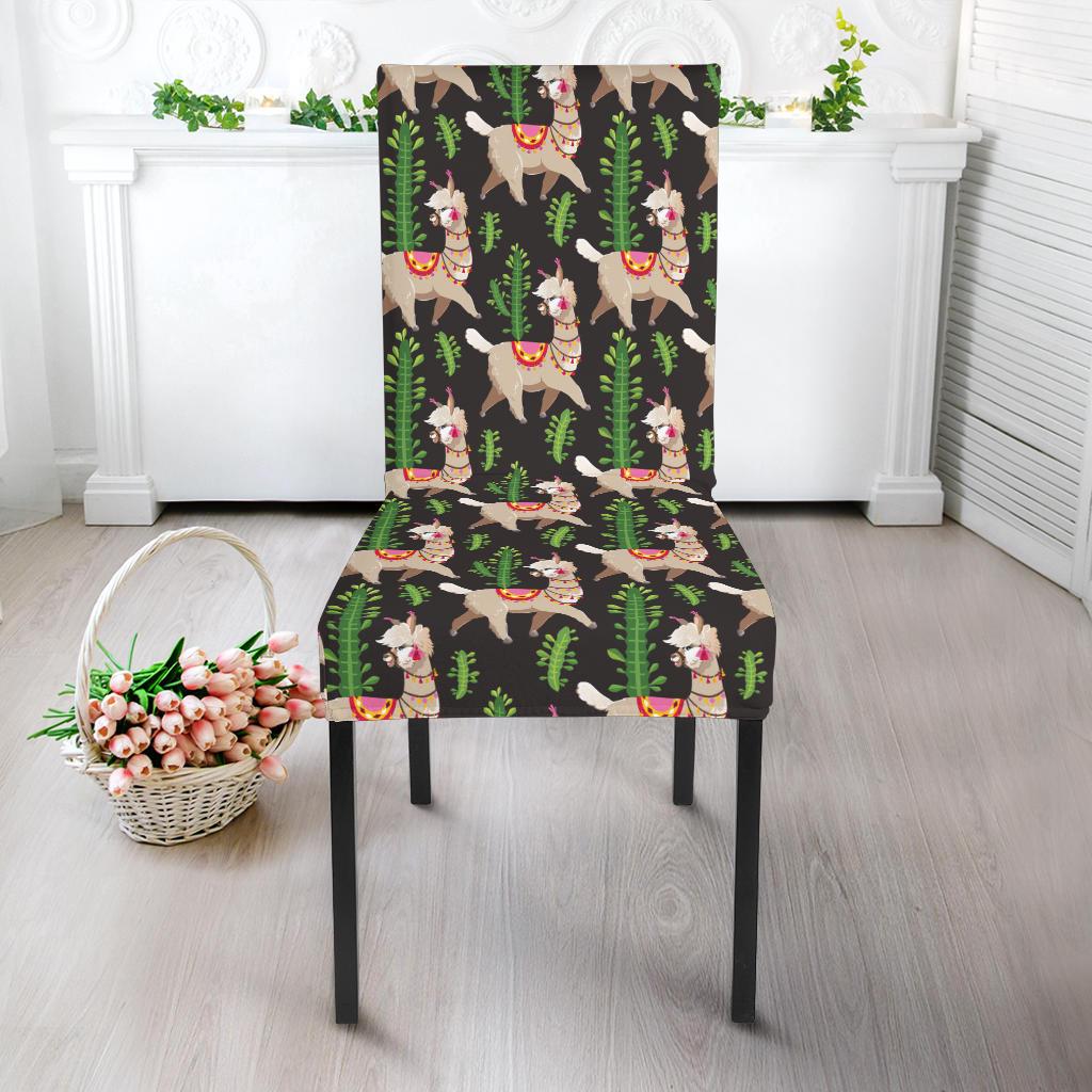 Alpaca Cactus Design Themed Print Dinning Chair Slipper-JTAMIGO.COM