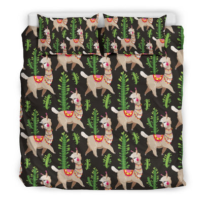 Alpaca Cactus Design Themed Print Duvet Cover Bedding Set