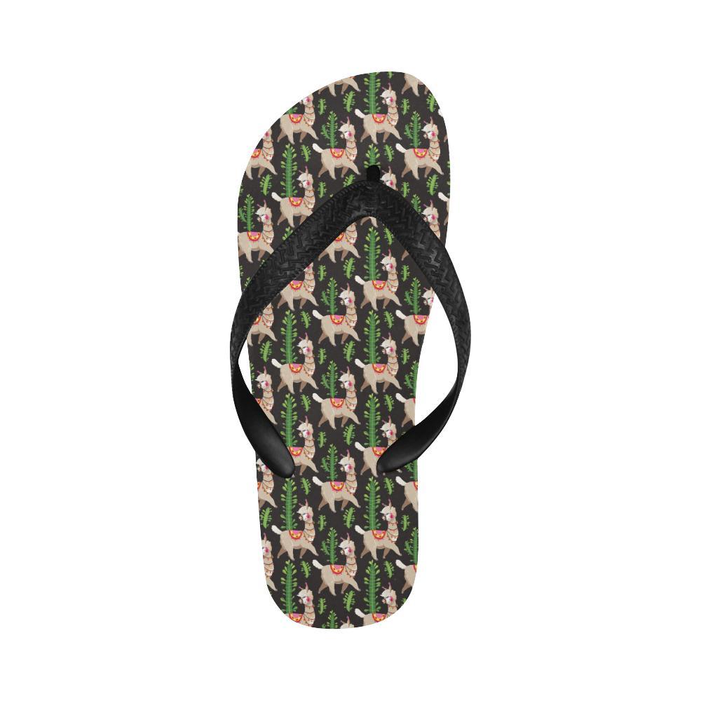 Alpaca Cactus Design Themed Print Flip Flops-JTAMIGO.COM