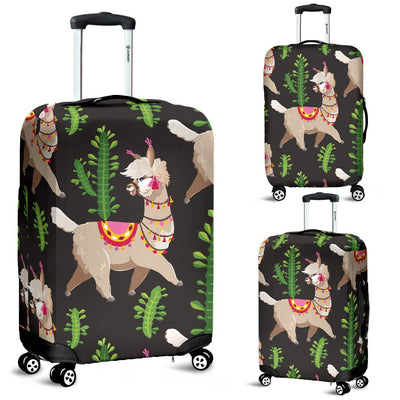 Alpaca Cactus Design Themed Print Luggage Cover Protector