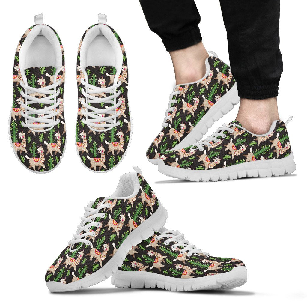 Alpaca Cactus Design Themed Print Men Sneakers Shoes