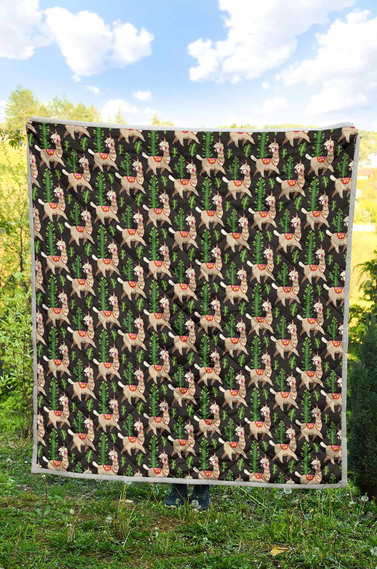 Alpaca Cactus Design Themed Print Premium Quilt-JTAMIGO.COM
