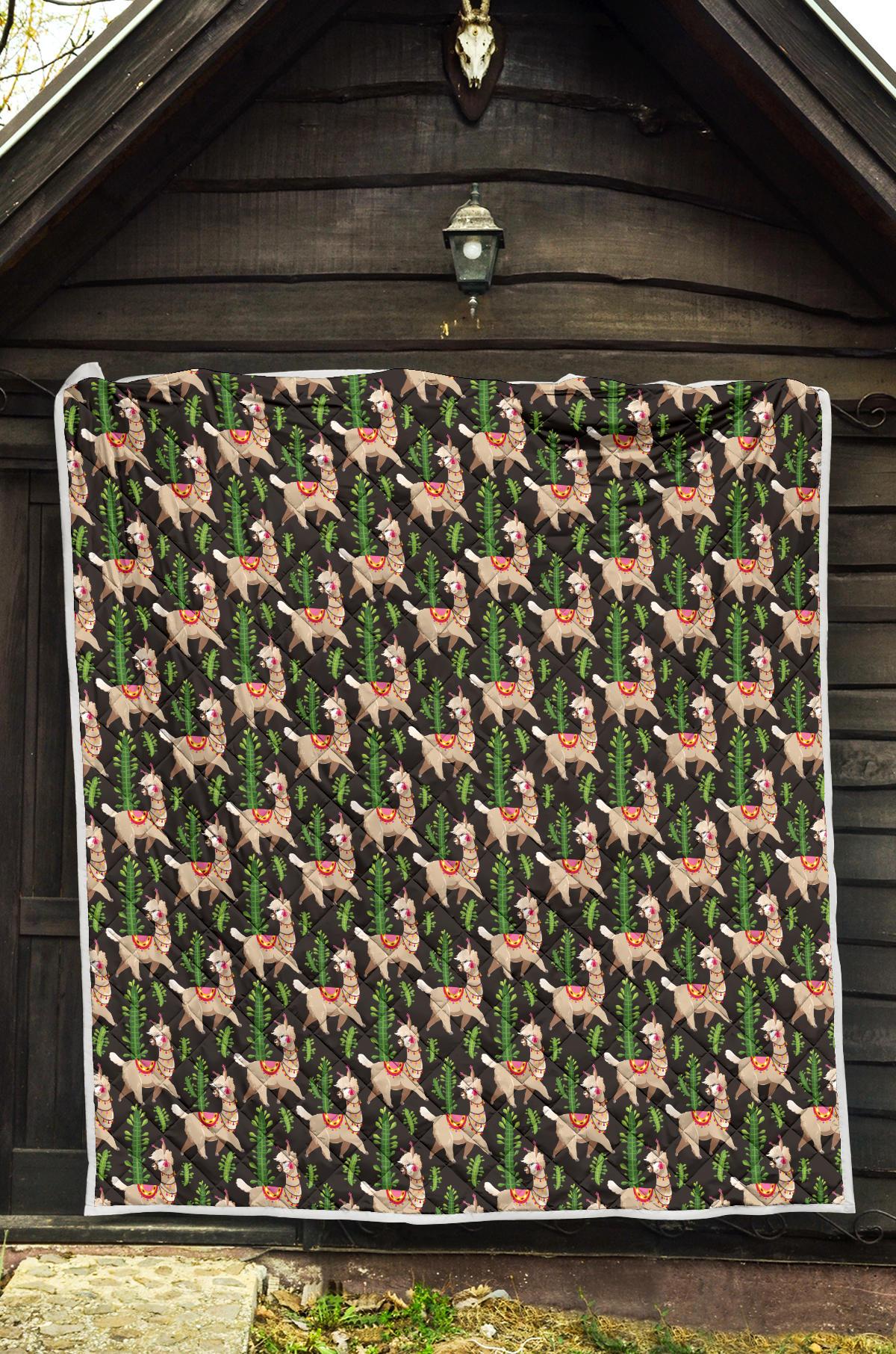 Alpaca Cactus Design Themed Print Premium Quilt-JTAMIGO.COM