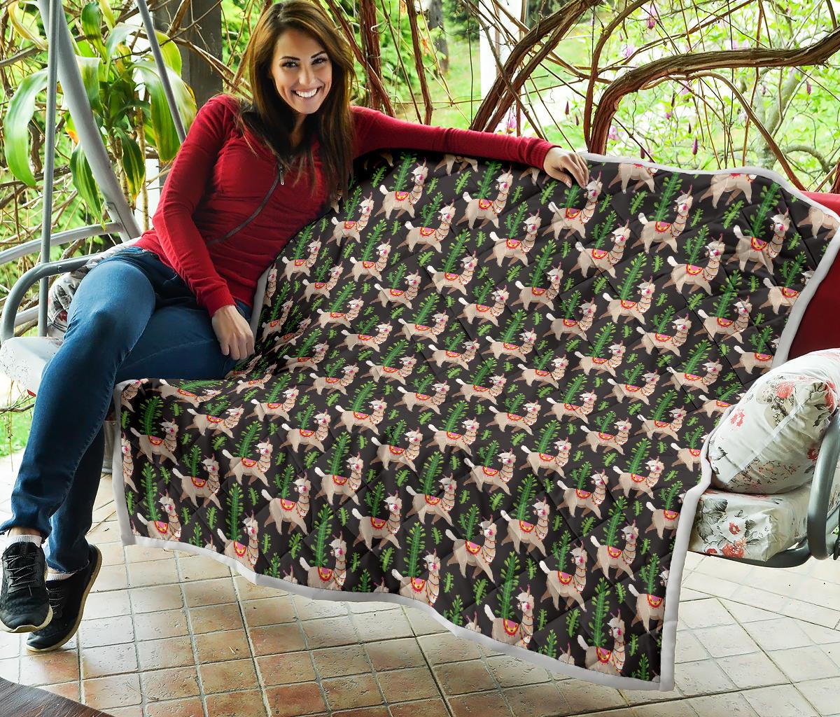 Alpaca Cactus Design Themed Print Premium Quilt-JTAMIGO.COM