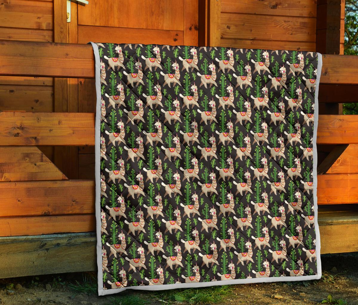 Alpaca Cactus Design Themed Print Premium Quilt-JTAMIGO.COM