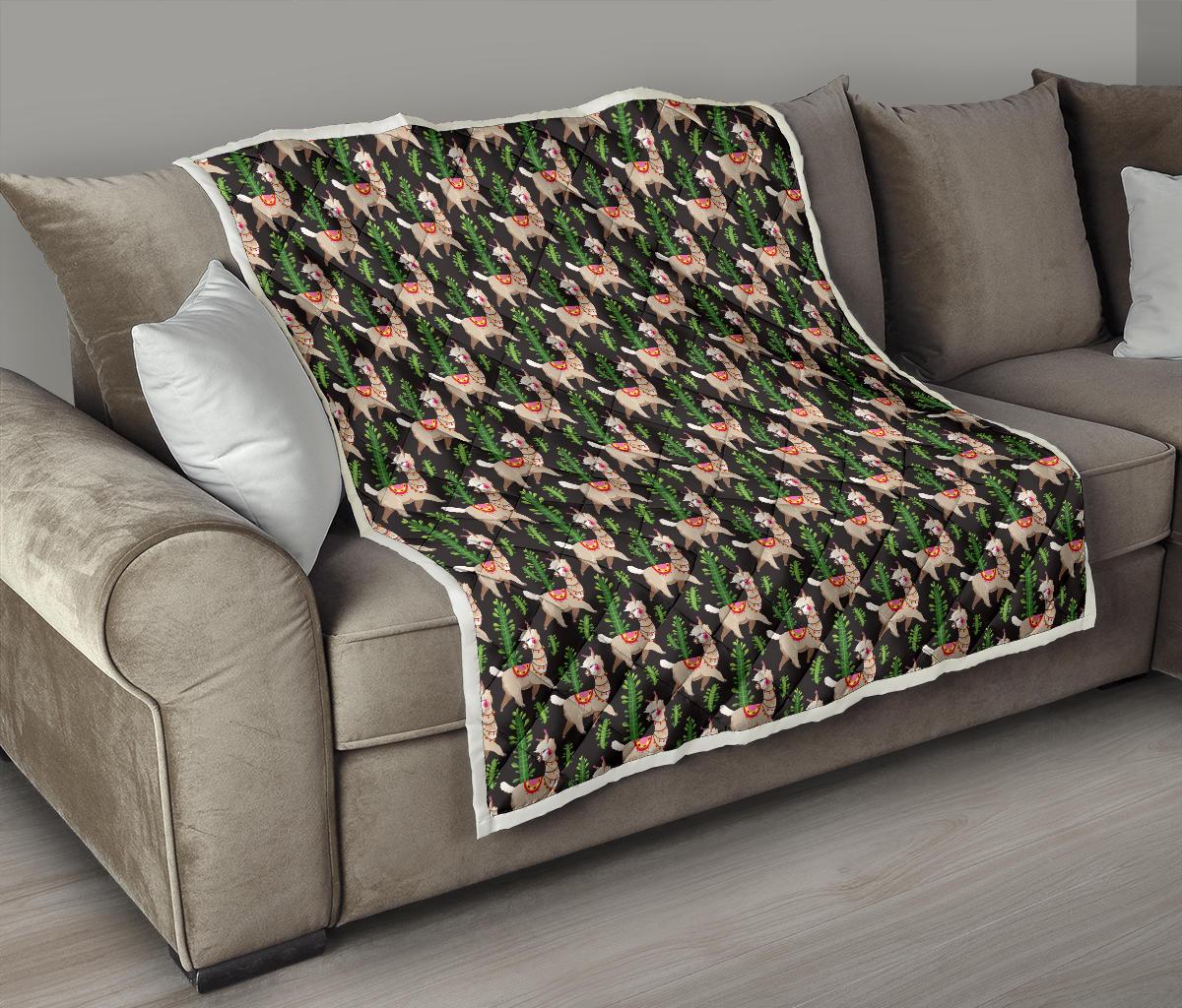 Alpaca Cactus Design Themed Print Premium Quilt-JTAMIGO.COM