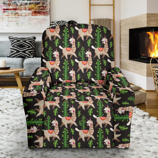 Alpaca Cactus Design Themed Print Single Sofa Slipcover -JTAMIGO.COM